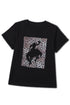 Black Leopard Hollowed Cowboy Graphic T-shirt